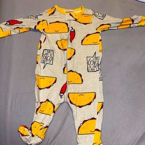 Taco zip up footie pajamas